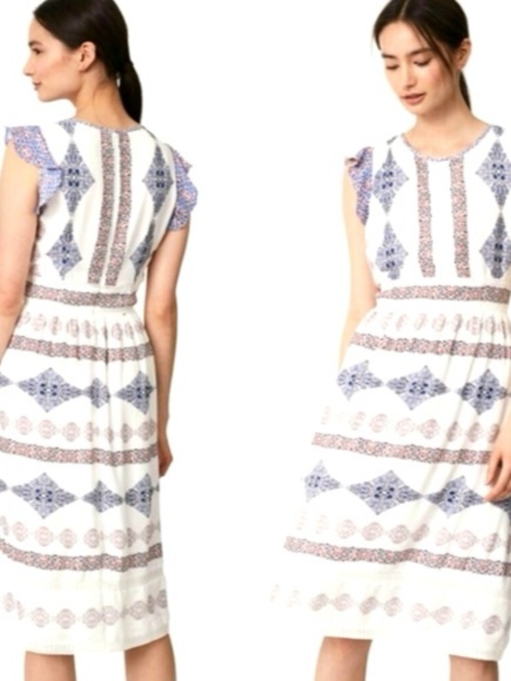 LOFT Flutter Sleeve Midi Dress
